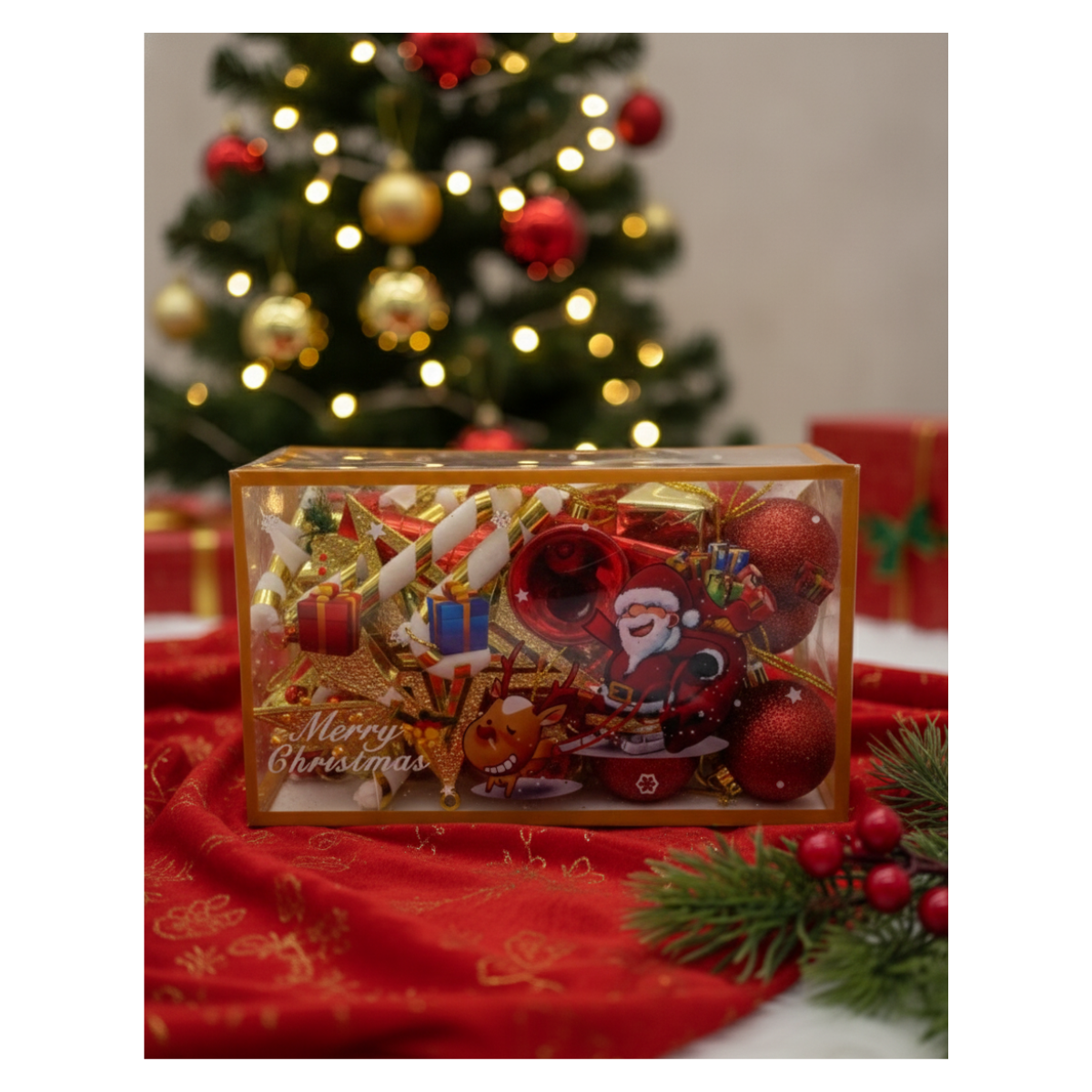 Pack Accesorios Para Arbol De Navidad Bolas Pinos Mix Colores-4