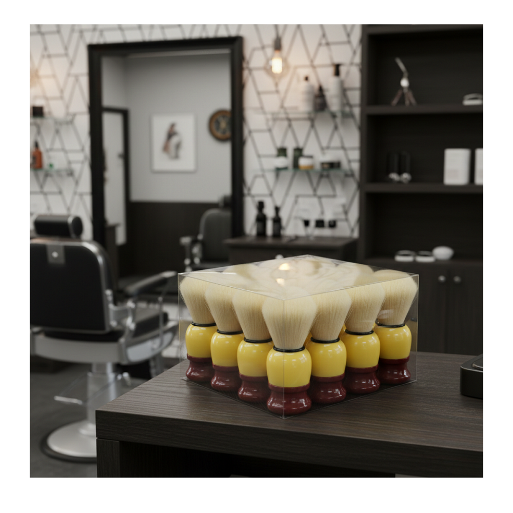 Pack 12 Brochas Hisopo De Madera Para Barba - Peluquería Barbería-3