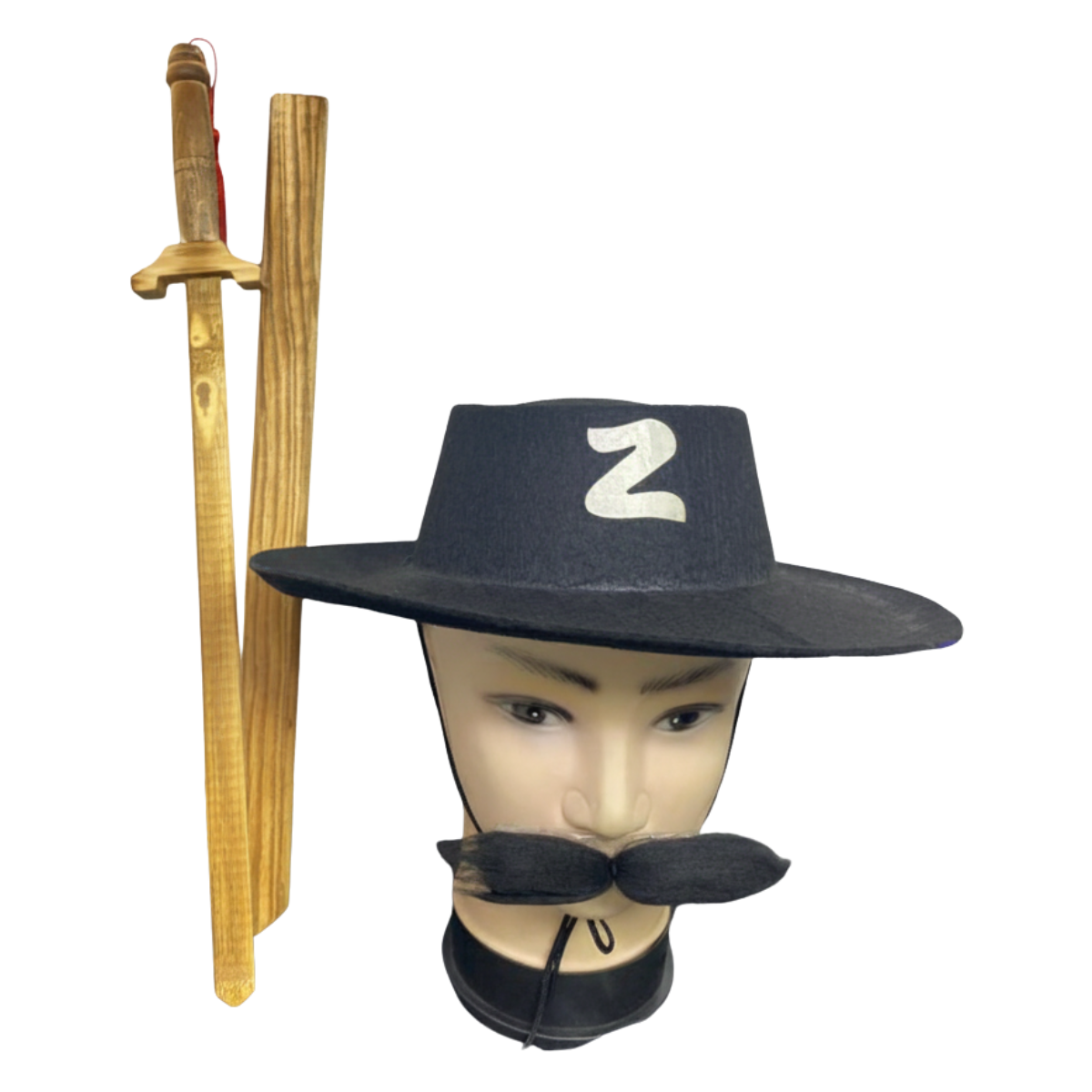 Set Zorro (Sombrero+Mostacho+Espada Madera) Halloween 2025-0