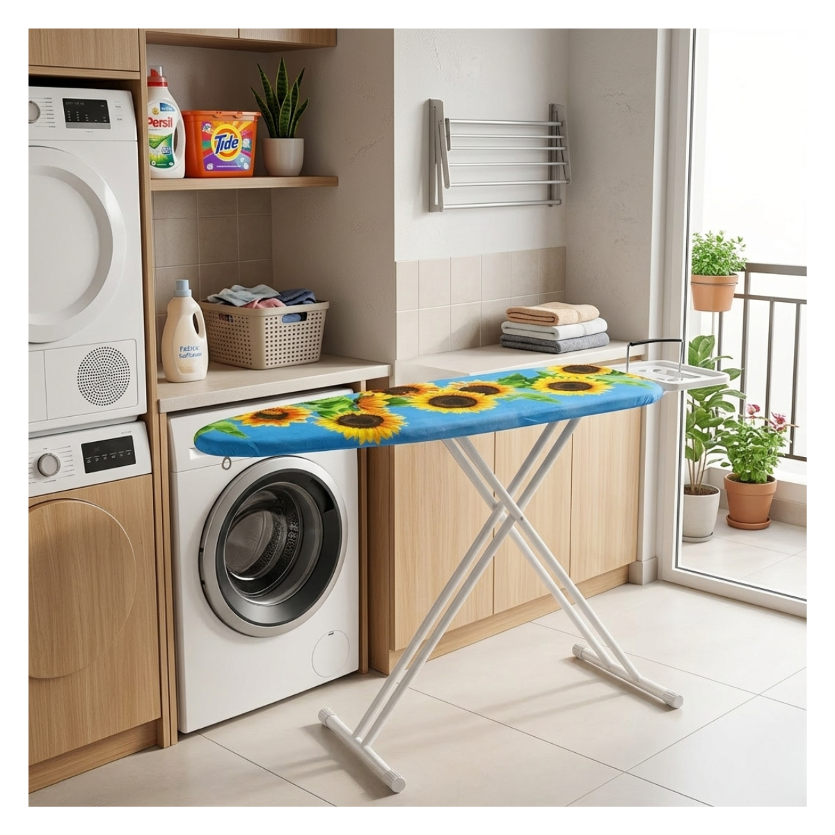 Tabla de Planchar Reforzada Ajustable y Plegable 110x90 cm - Diseños Surtidos-0