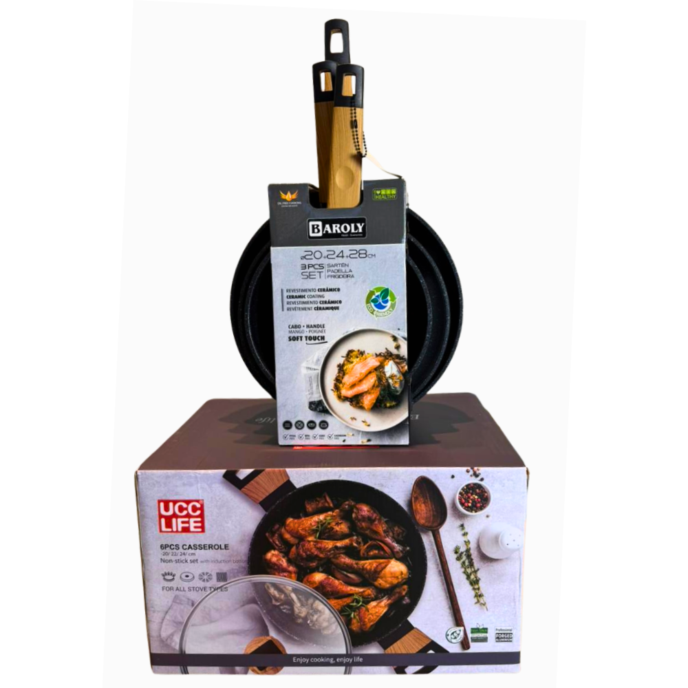 Set Cocina Premium Antiadherente Cerámico Ollas Y Sartenes-1