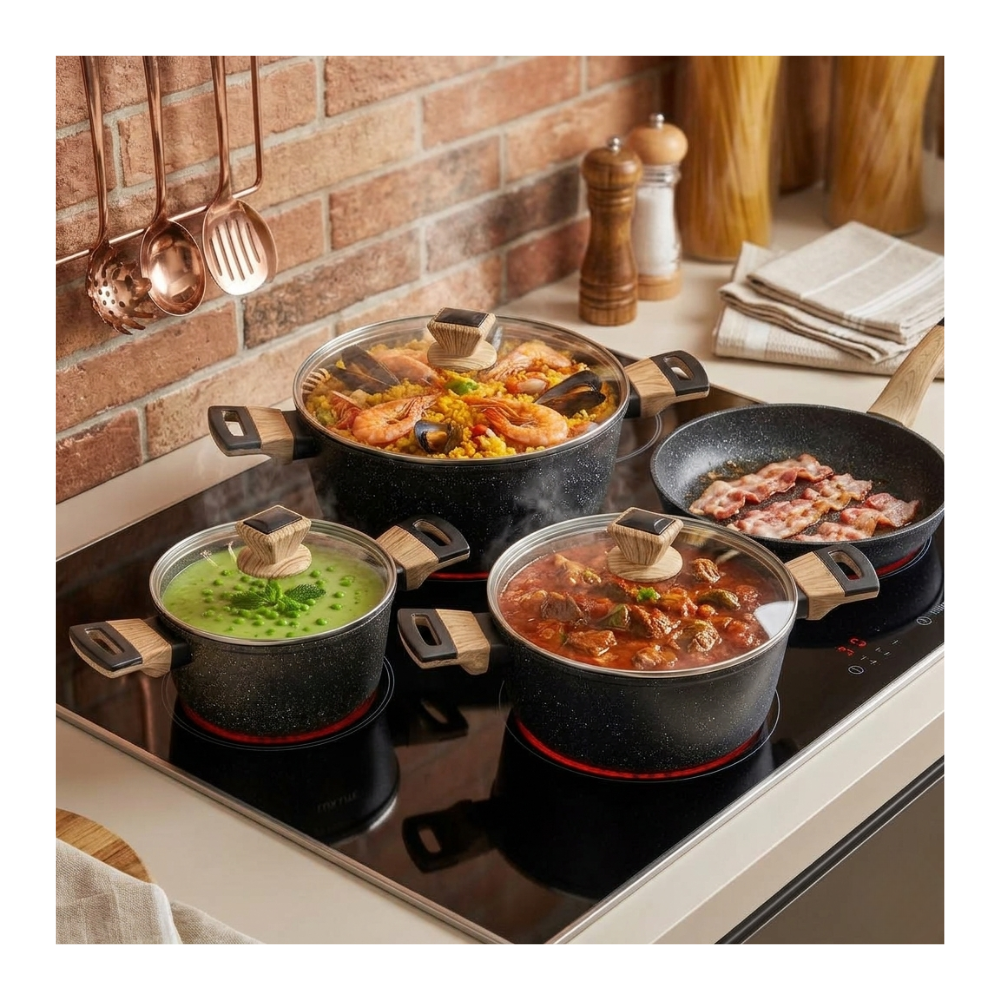 Set Cocina Premium Antiadherente Cerámico Ollas Y Sartenes-7