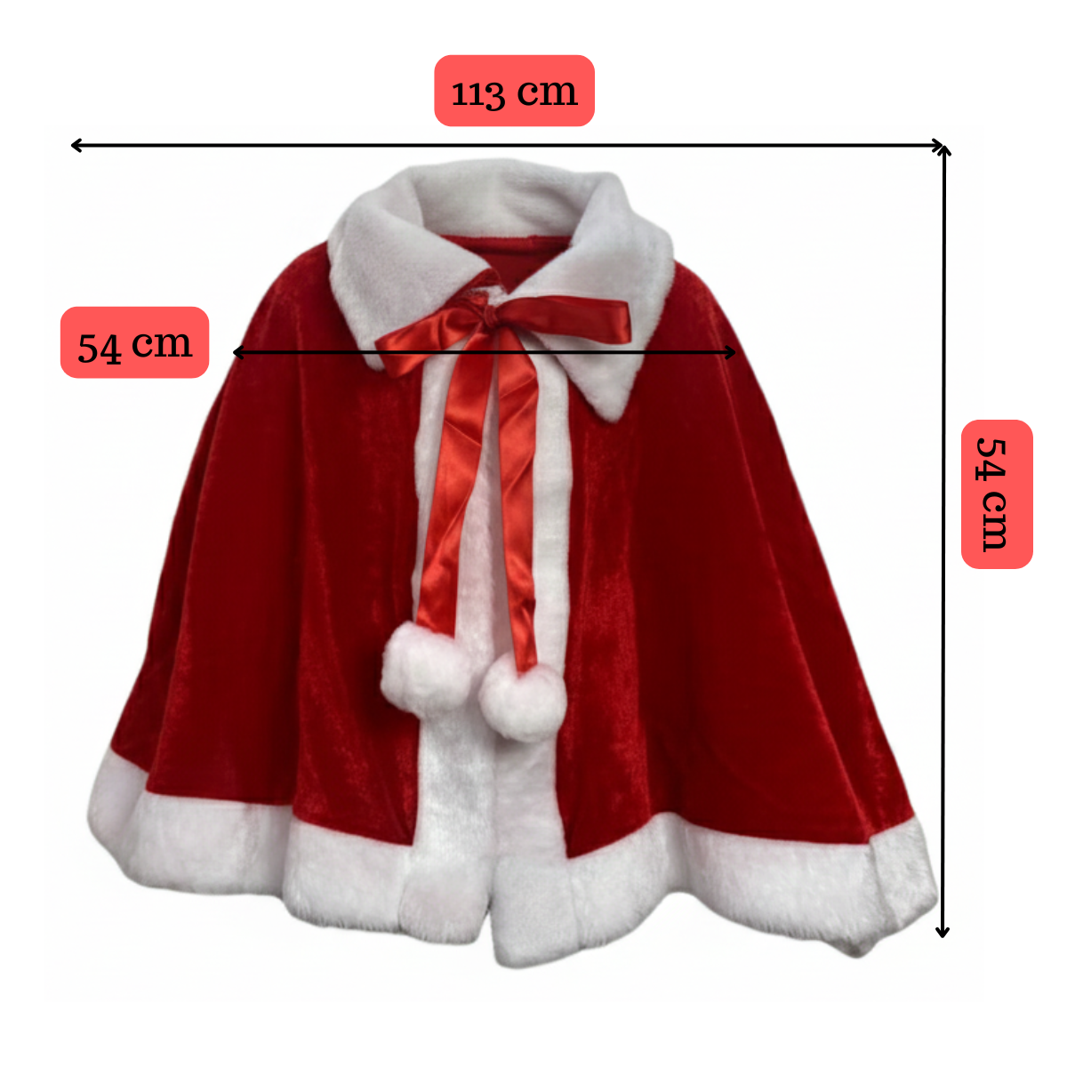 Capa De Navidad Infantil Talla Única Rojo Santa Papa Noel Navidad 2025-3