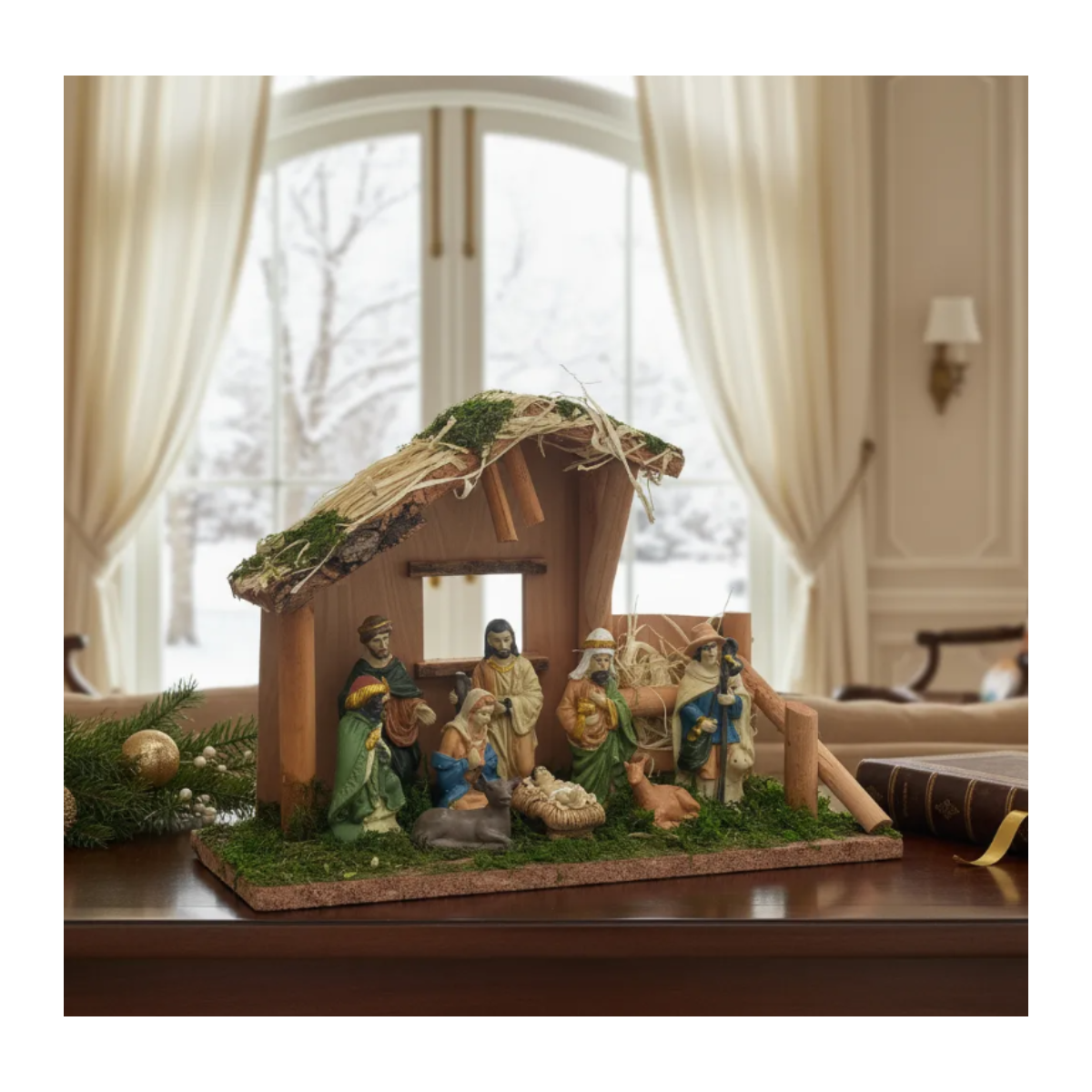 Pesebres Navideños De Madera Nacimiento Hogar Navidad 2025-5