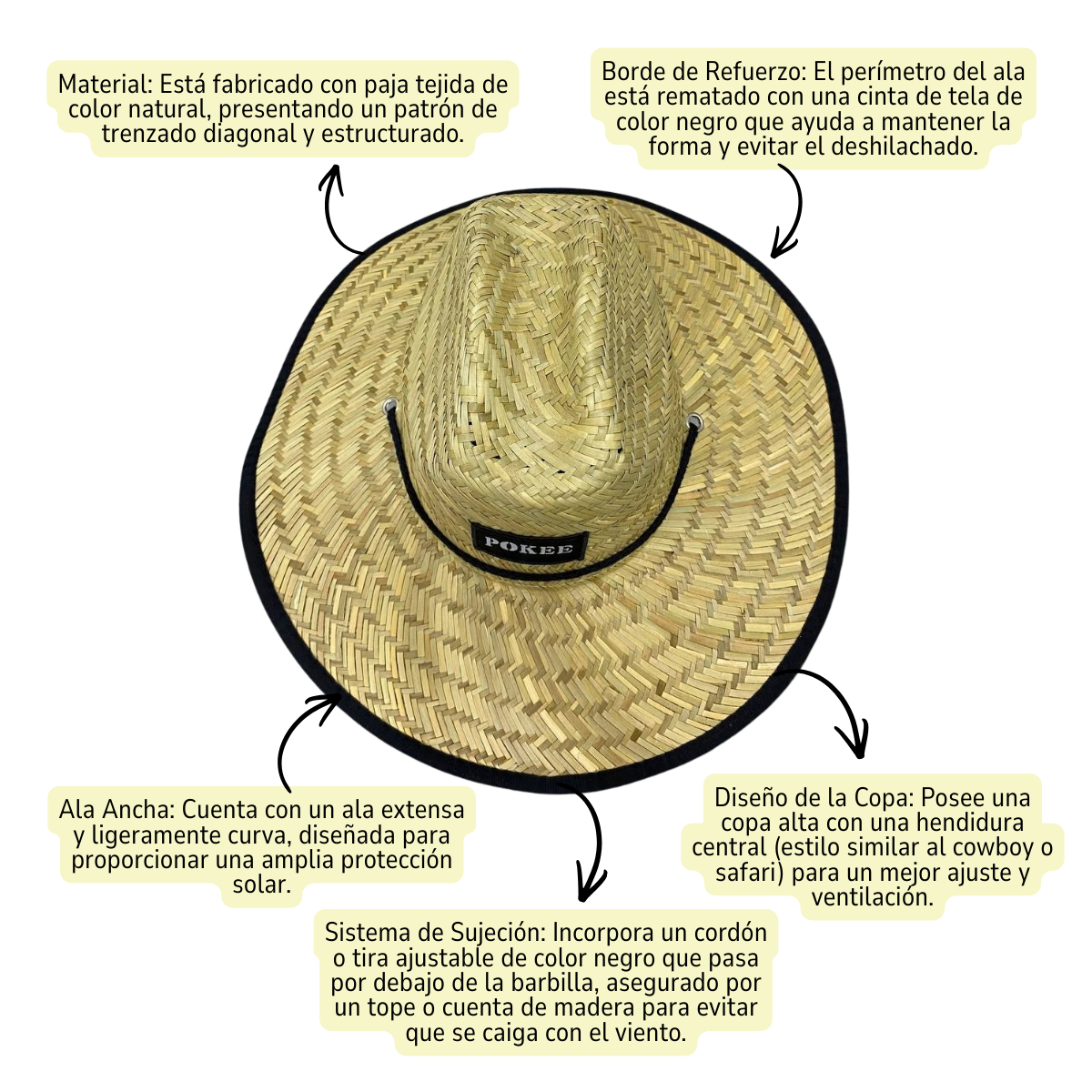 Sombrero De Paja Para El Sol Playa Sombrero De Verano Talla Única-3