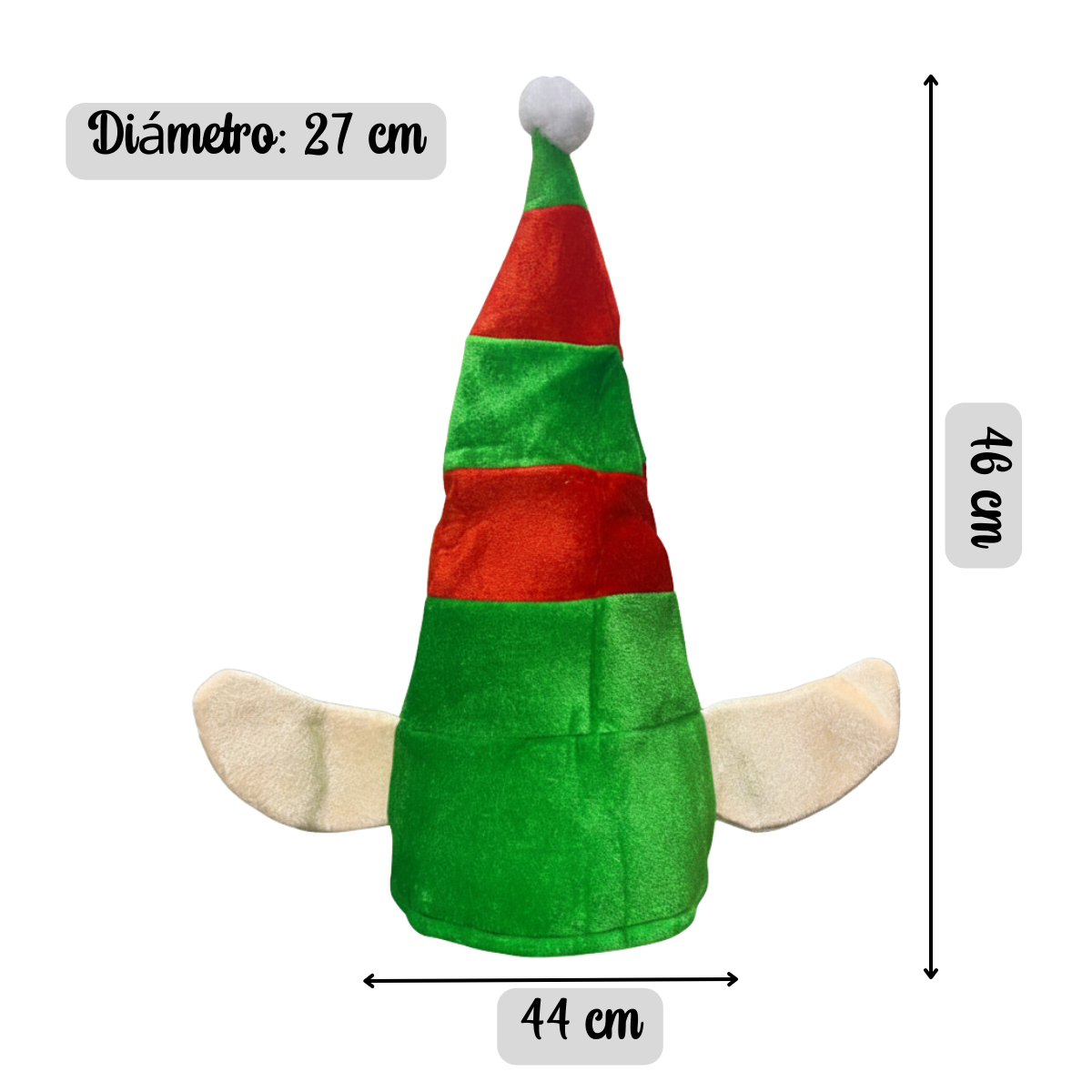 Gorro Duende Elfo Con Orejas Navideño Talla Única Navidad 2025-3