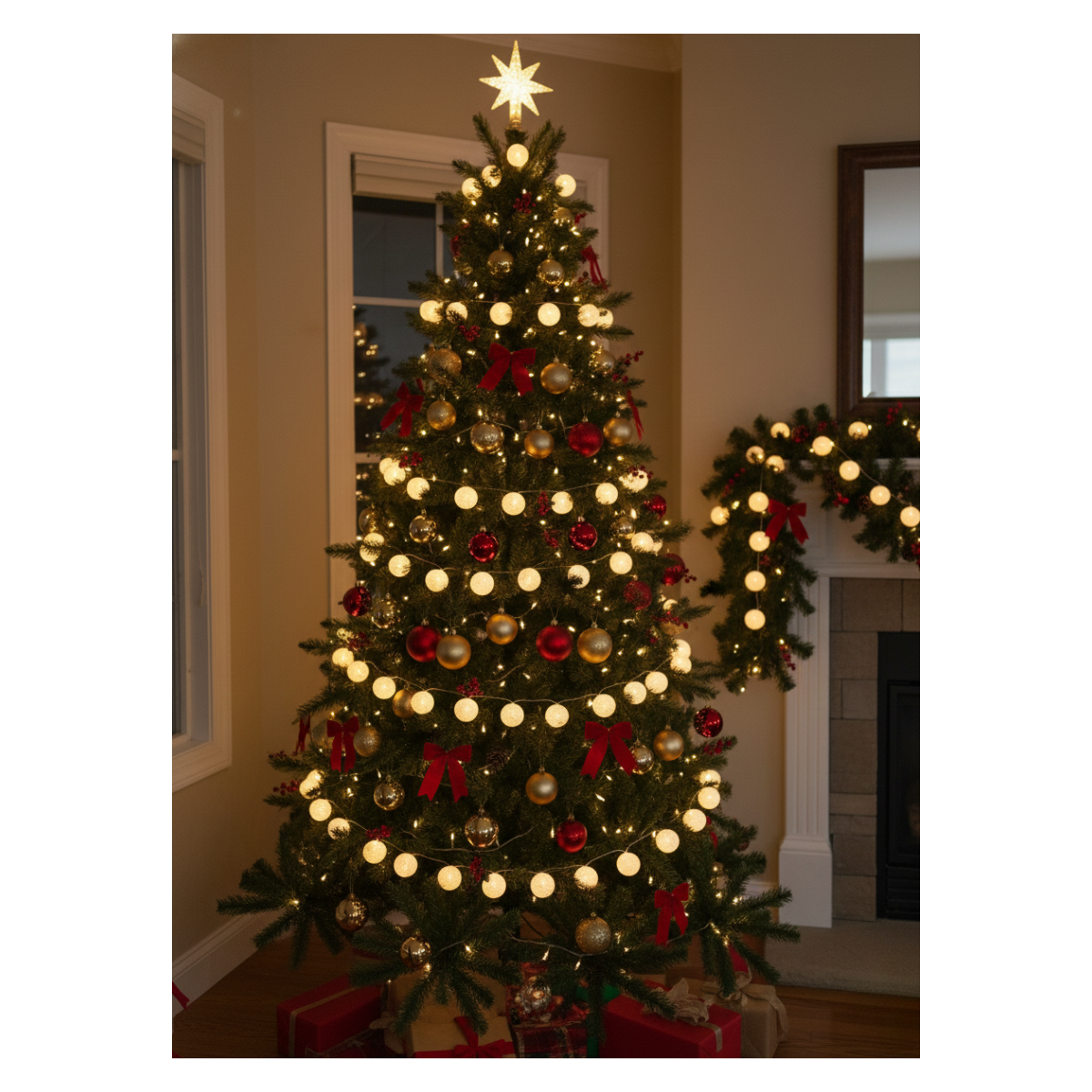 Pack 10 Bolas Con Luces Blanca Decoración Navidad 2025-4