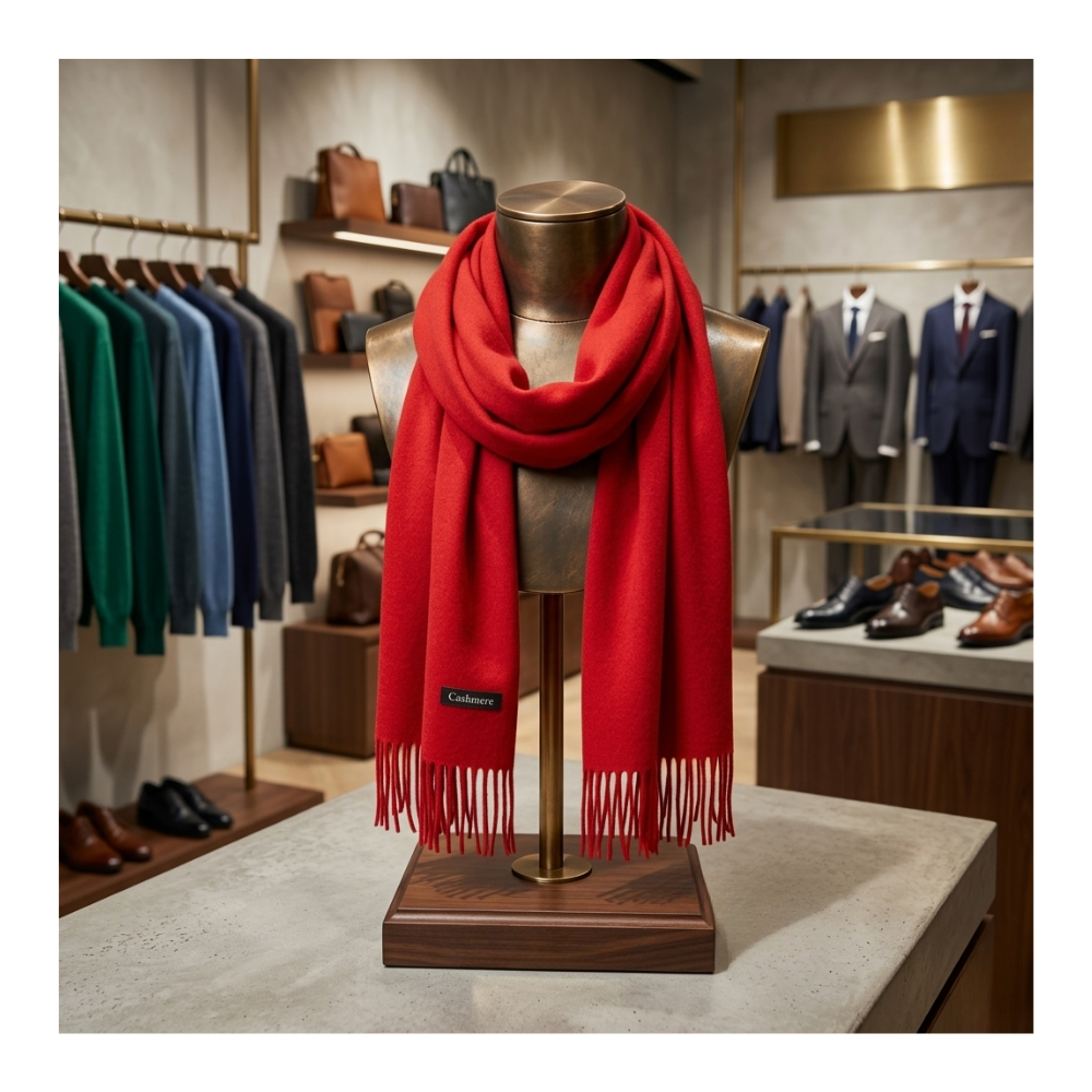 Bufanda de Cashmere Suave de Invierno con Flecos-2
