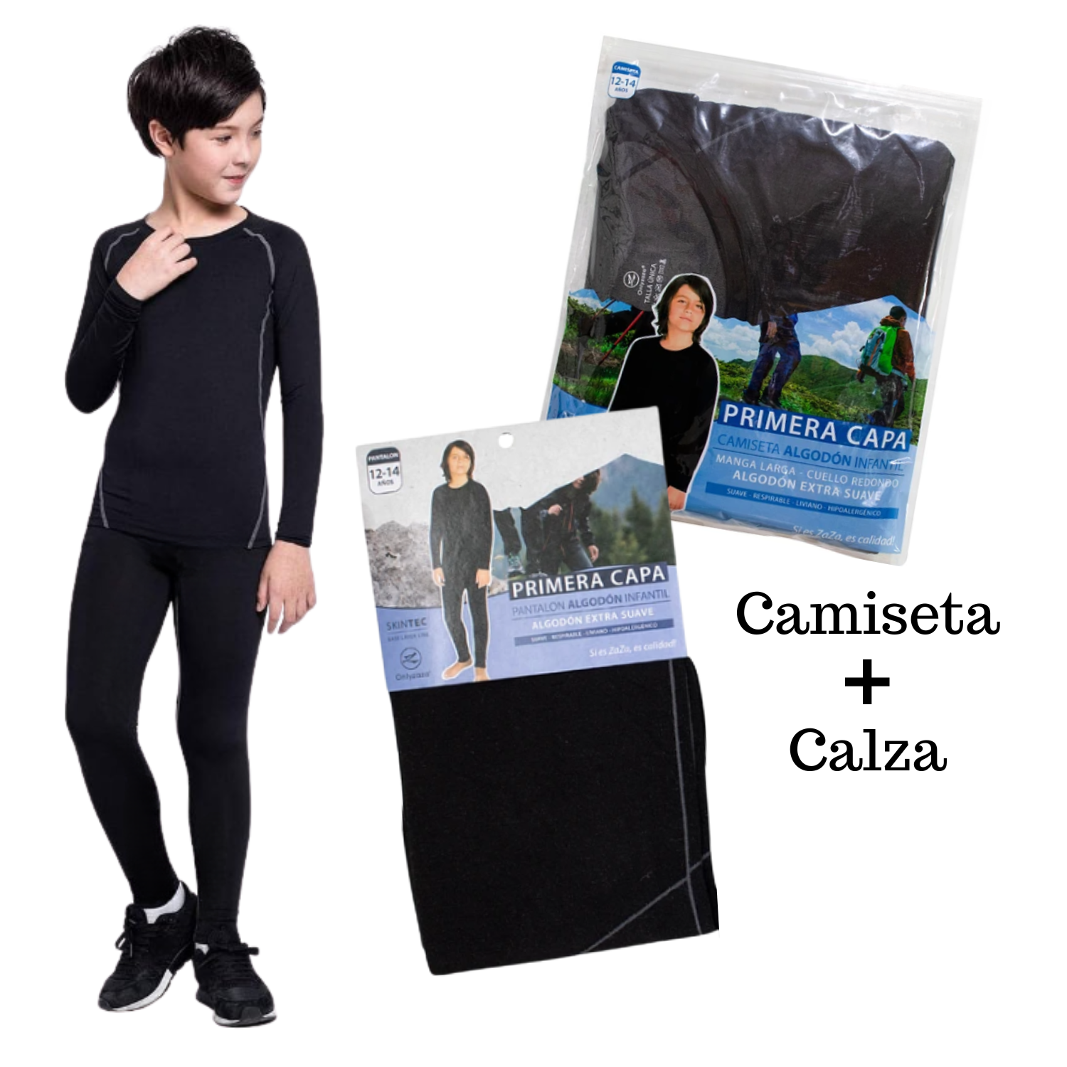 Set Camiseta Y Calza Primera Capa Niños Juvenil Invierno-0