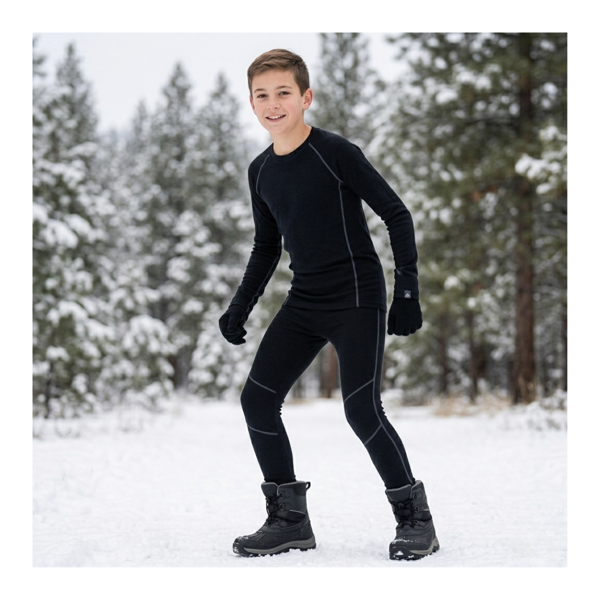 Conjunto Térmico Primera Capa para Niños y Adolescentes Camiseta Manga Larga + Calza-5