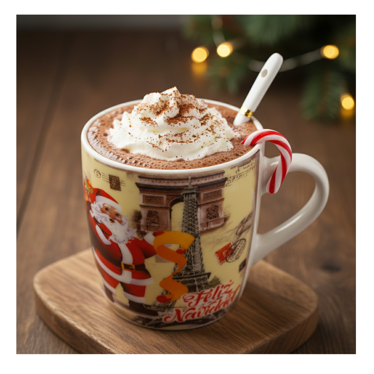 Pack 2 Tazas De Ceramica Navideña Viejito Pascuero Con Cuchara Xmas-4