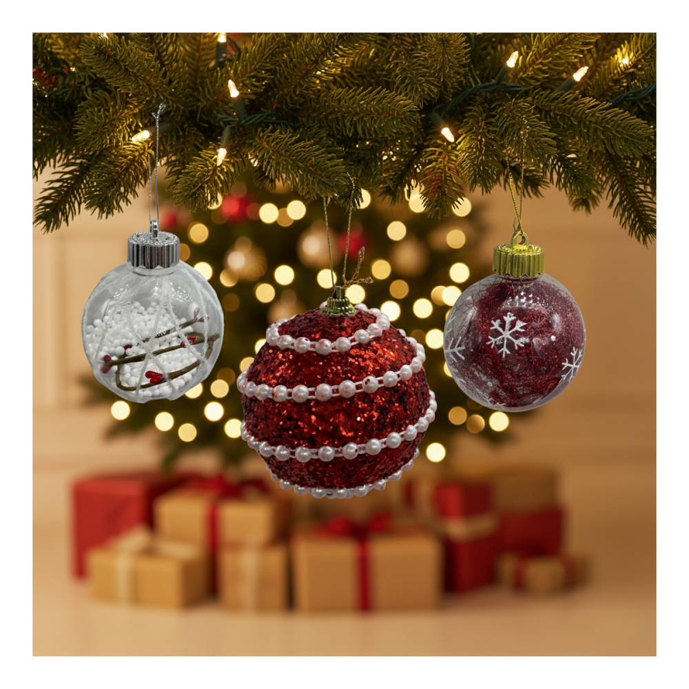 Set 9 Esferas Navideñas Bambalinas Decoracion 8cm Navidad 2025-3