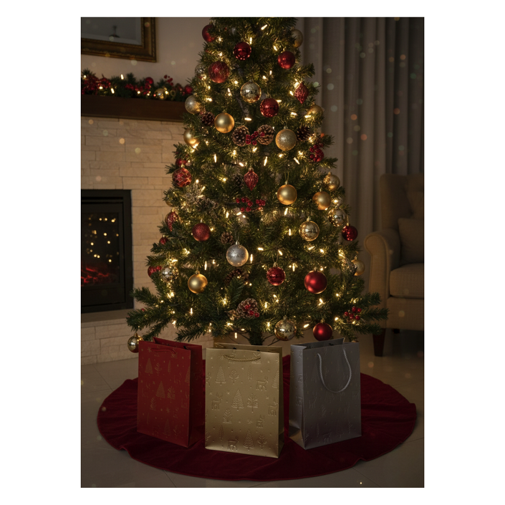 Pack 12 Bolsas De Regalo Metalizada Colores Surtidos Navidad 2025-5