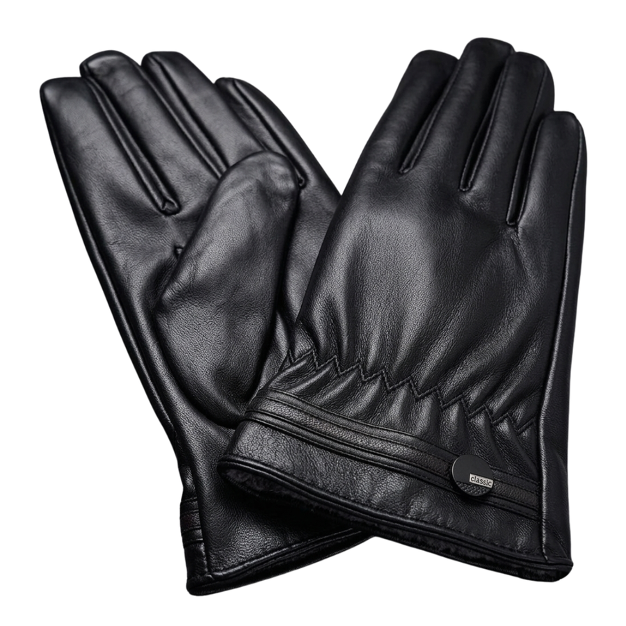 Guantes de Invierno para Mujer en Cuero Sintético Mate con Forro Térmico y Ajuste Elástico-1