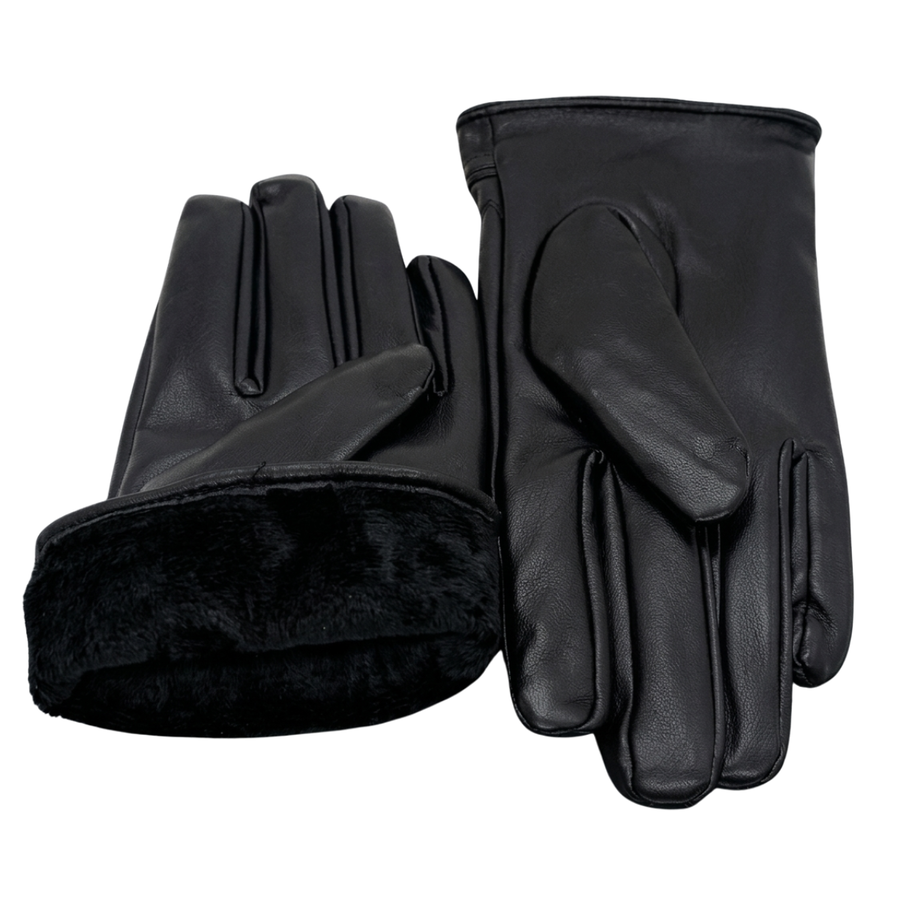 Guantes de Invierno para Mujer en Cuero Sintético Mate con Forro Térmico y Ajuste Elástico-3
