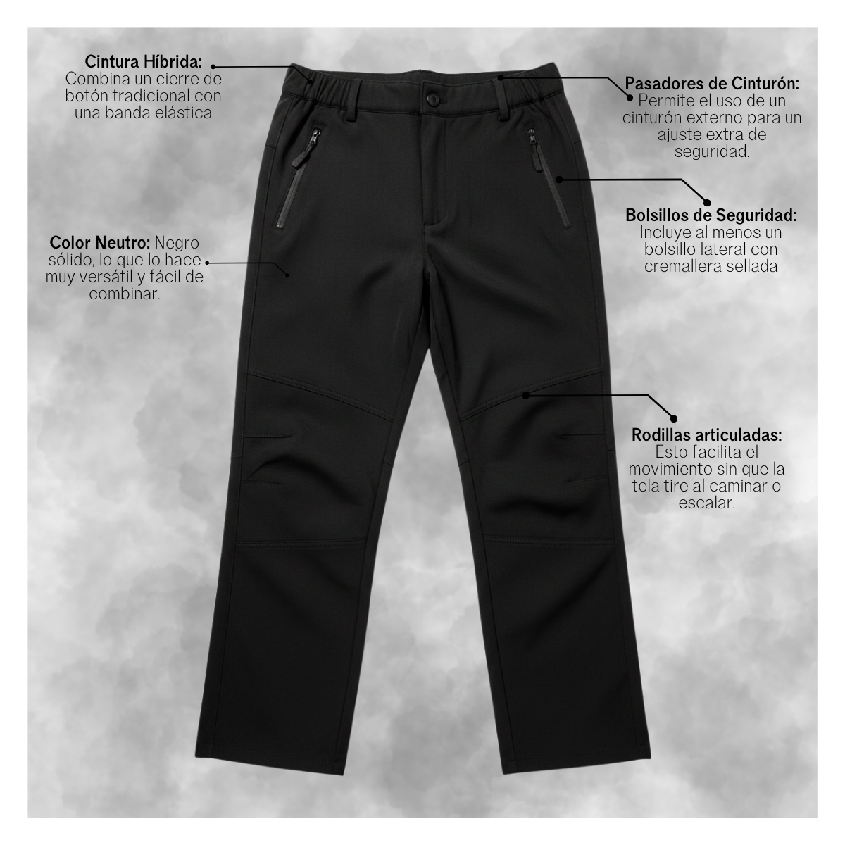 Pantalon Softshell Cintura Mixta Para Niños Con Micropolar Senderismo-4