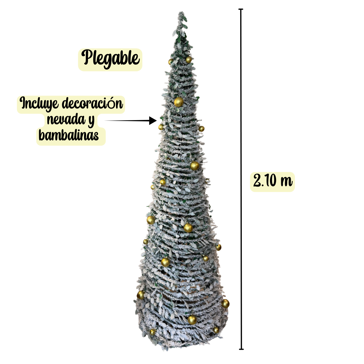 Árbol De Pascua Plegable Premium Nevado 2.10 Con Estrella y Luces LED Navidad 2025-7