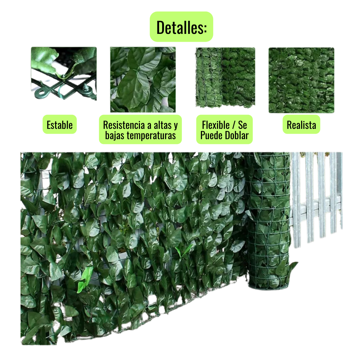 Malla Cerca De Hojas Planta Enredadera Artificial Jardín 100x300 cm-3