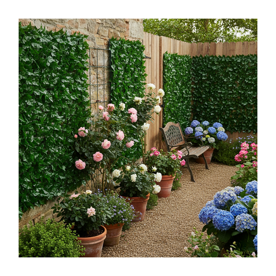 Pack 2 Mallas Cerca De Hojas Planta Enredadera Artificial Jardín 100x300 cm-5