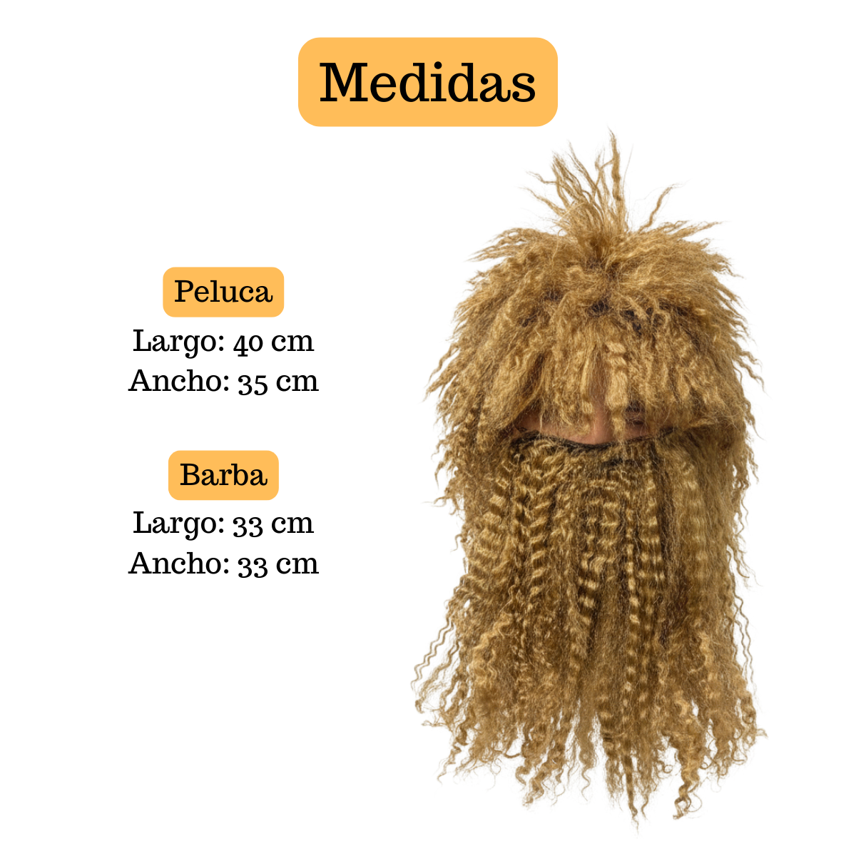 Peluca De Hombre Cavernícola Con Barba Disfraces Halloween 2025-4