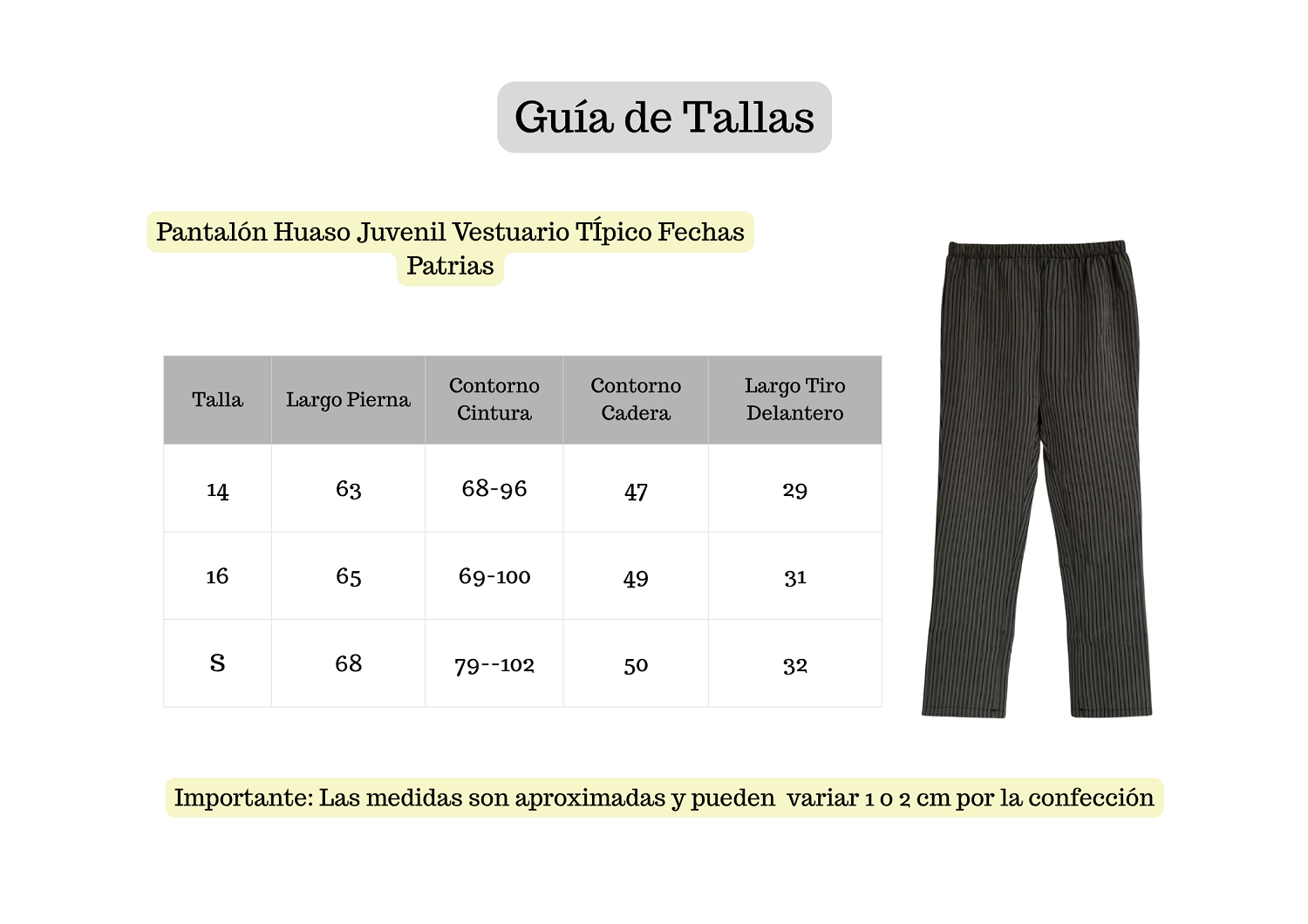 Pantalón Huaso Juvenil Vestuario Típico Fechas Patrias-2