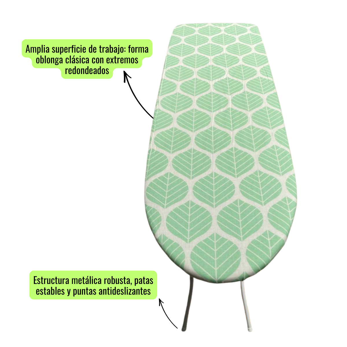 Tabla De Planchar Básica Hojas 106x30 Cm Color Verde-3