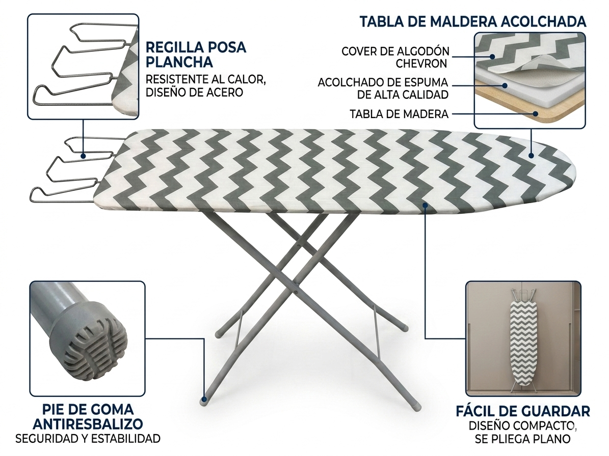 Tabla De Planchar Básica Hojas 107x30 Cm Color Verde-4