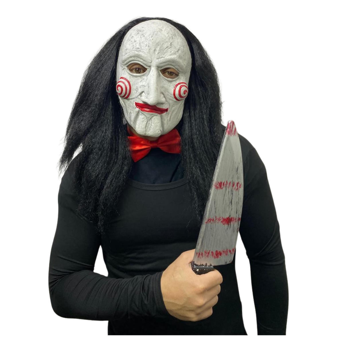 Mascara Juego Del Miedo + Cuchillo Falso + Pajarita Halloween 2025-0