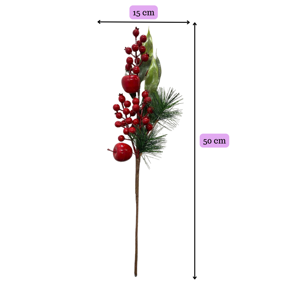 Pack 3 Bayas Ramas Flores Artificiales Acebo Tallos Navidad 2025-3