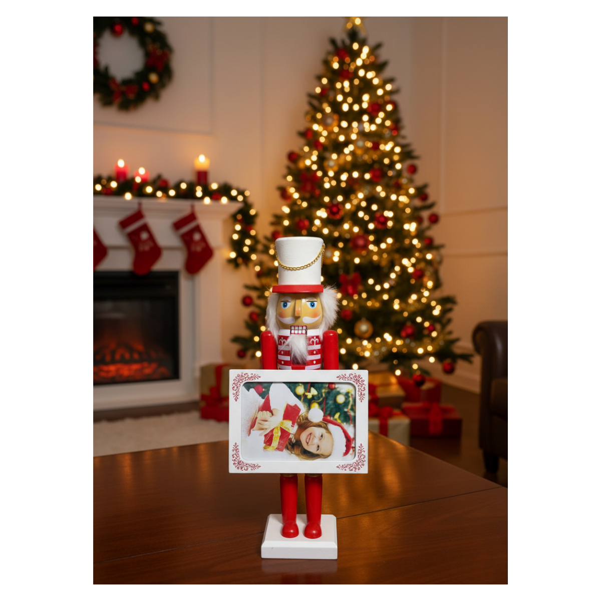 Cascanueces Soldado Navidad Con Porta Retrato Decoración Navidad 2025-4