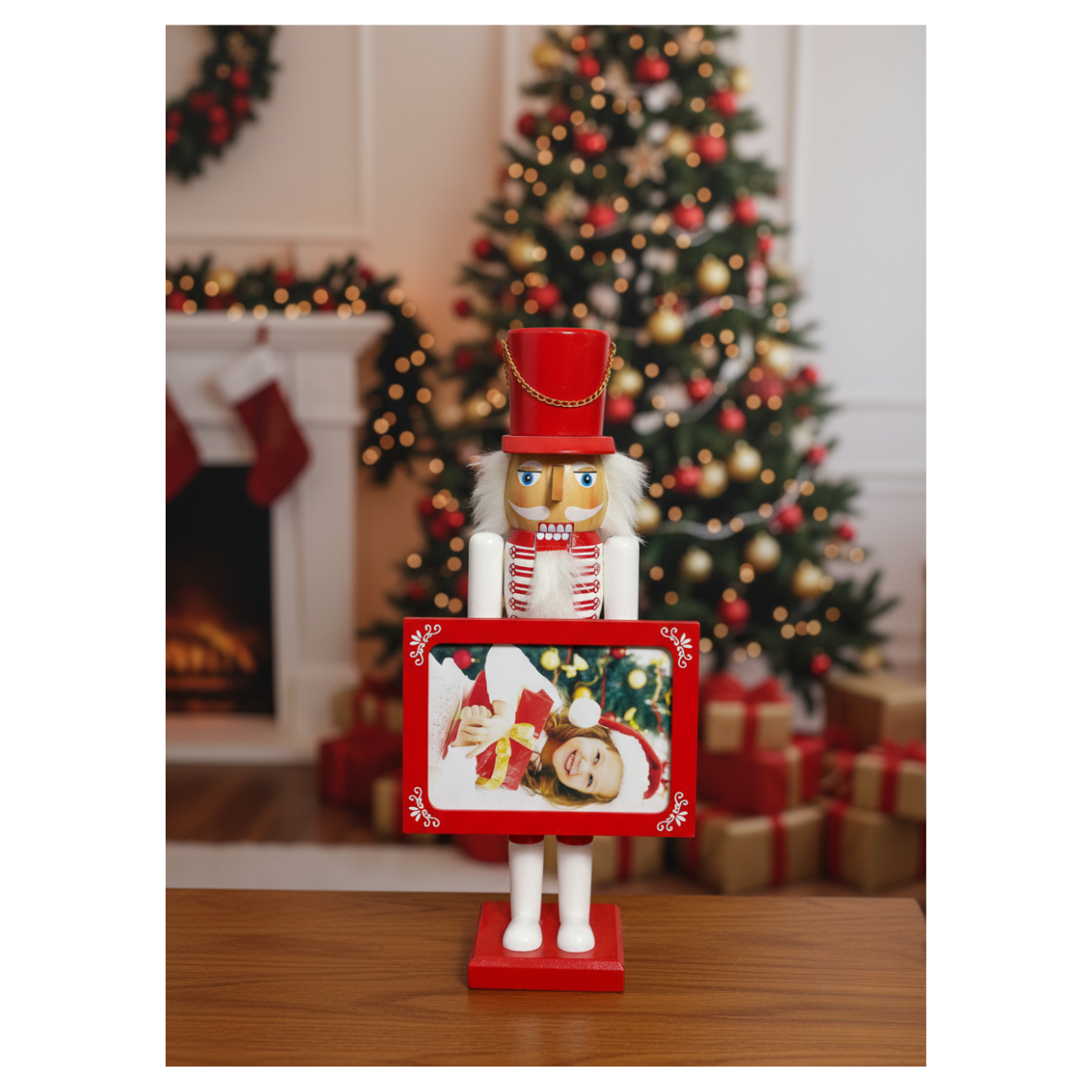 Cascanueces Soldado Navidad Con Porta Retrato Decoración Navidad 2025-5