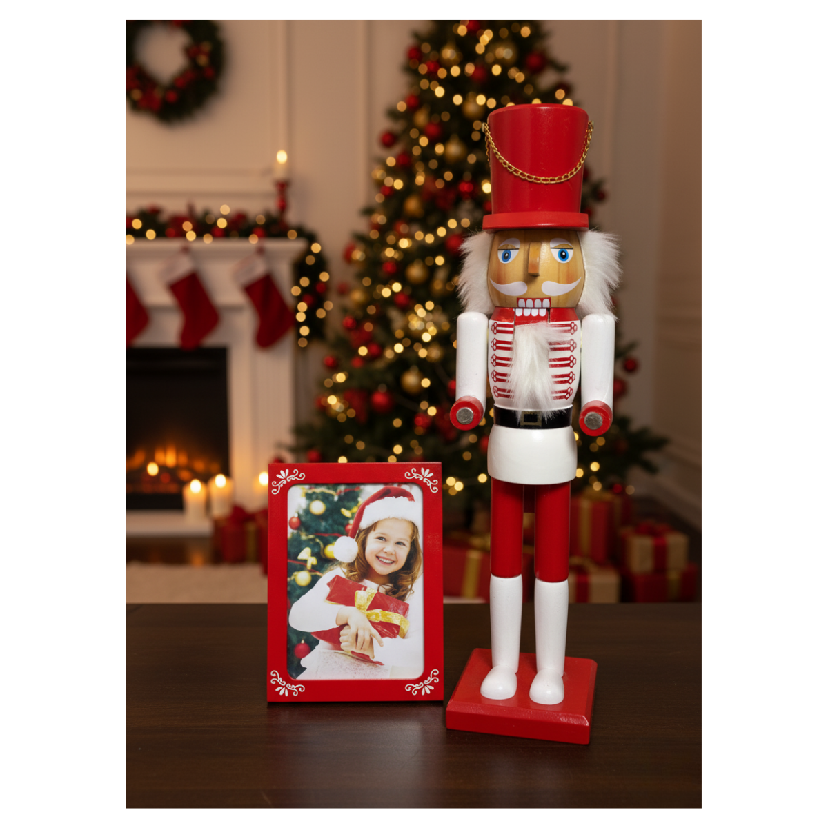 Cascanueces Soldado Navidad Con Porta Retrato Decoración Navidad 2025-6