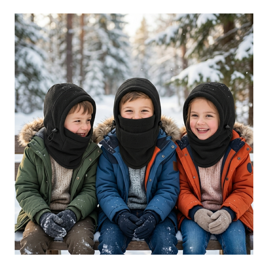 Gorro Pasamontañas De Polar Ajustable Para Niños Niñas Invierno-5
