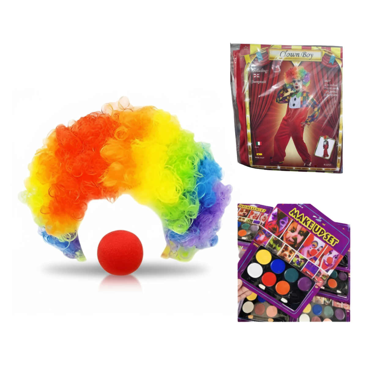 Set Payaso Traje Peluca Nariz Pintacarita Disfraces Halloween 2025-0