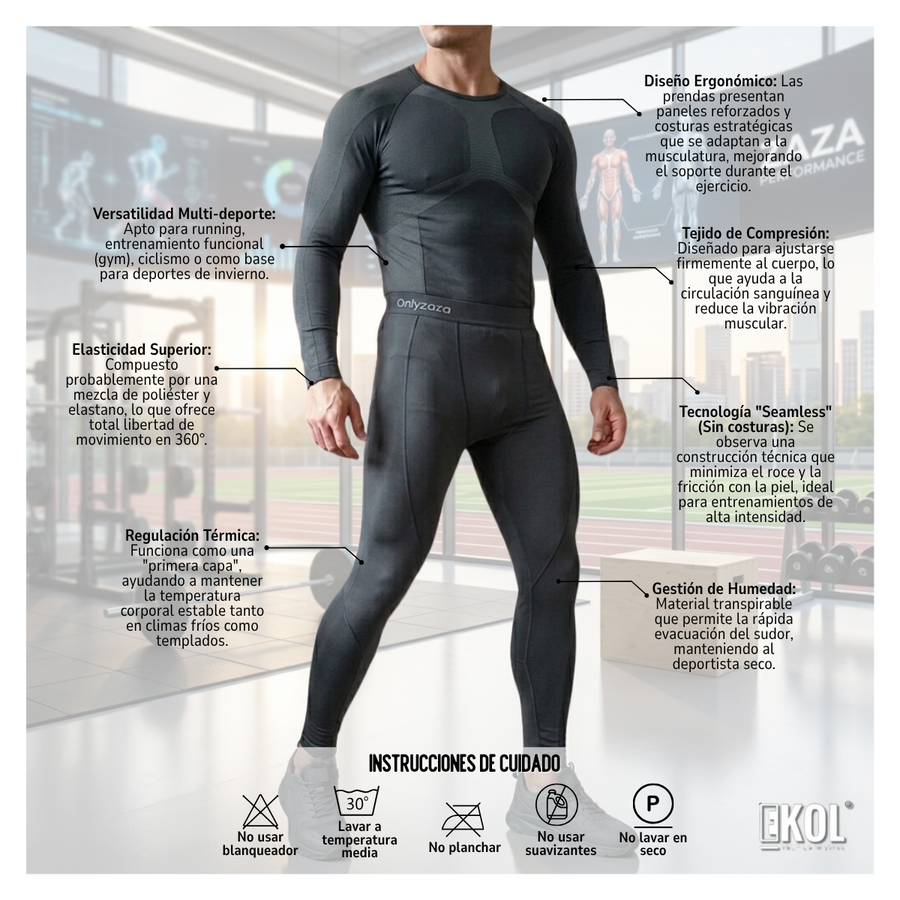 Set Primera Capa Hombre, Camiseta Y Calza Compresion Térmicos-5