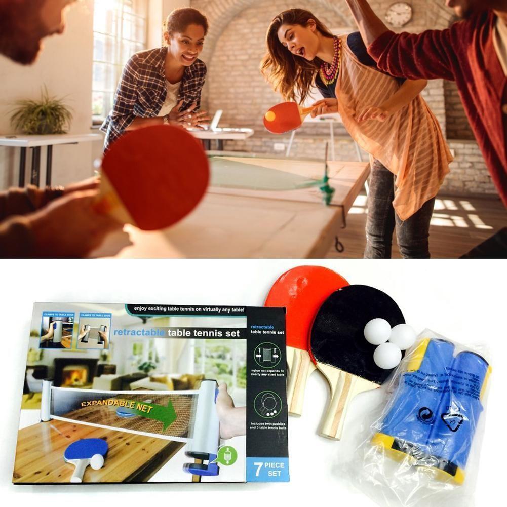 Set Ping Pong +par Paletas +red Retractil +3 Pelotas-4