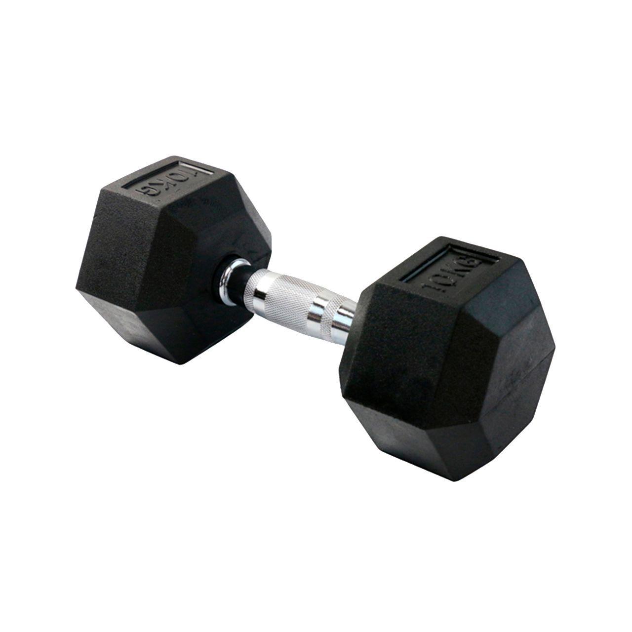 Par Mancuerna Hexagonal Caucho Goma Crossfit Funcional 10 Kg-2