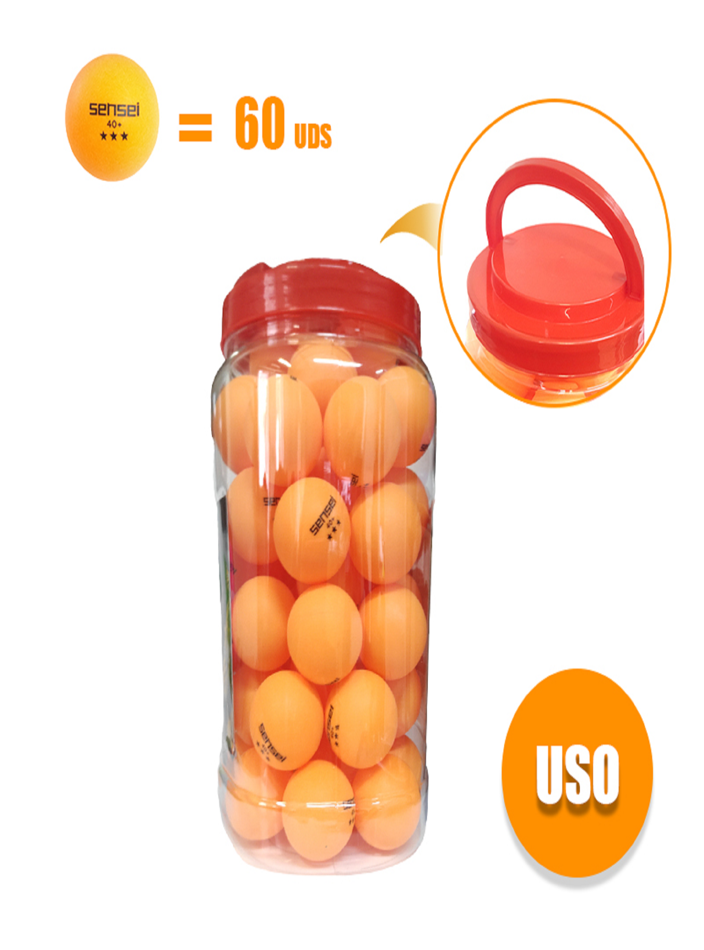 Pelotas Ping Pong 3 Estrellas Frasco 60 Unidades-1