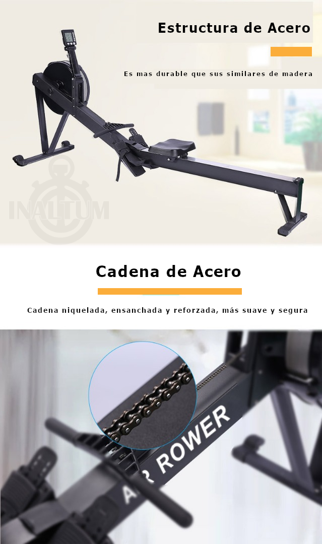 Remadora Acero Air Power - Cadena Aire + Set de Bandas de Gluteos-3