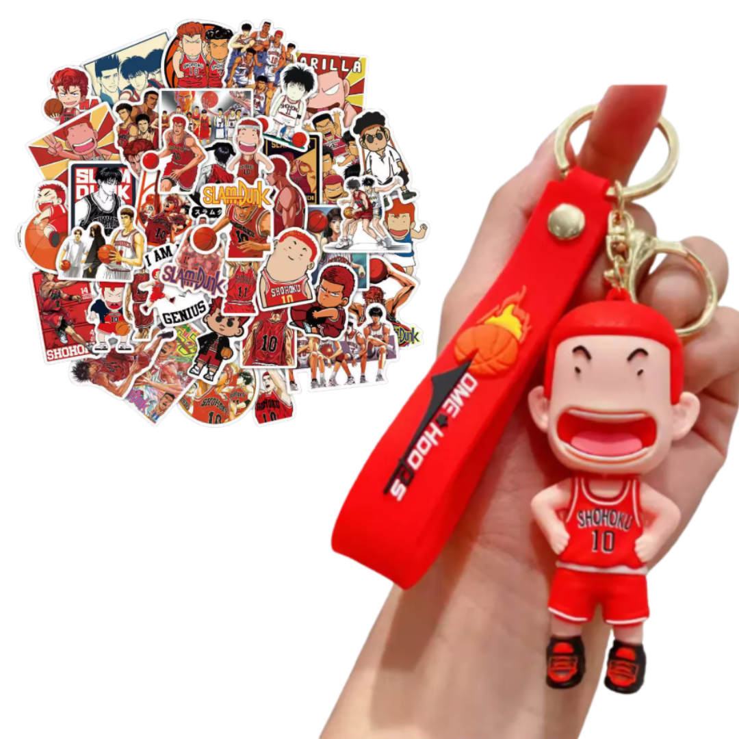 Llavero Slam Dunk + 50 Stickers Anime Basquetball-0