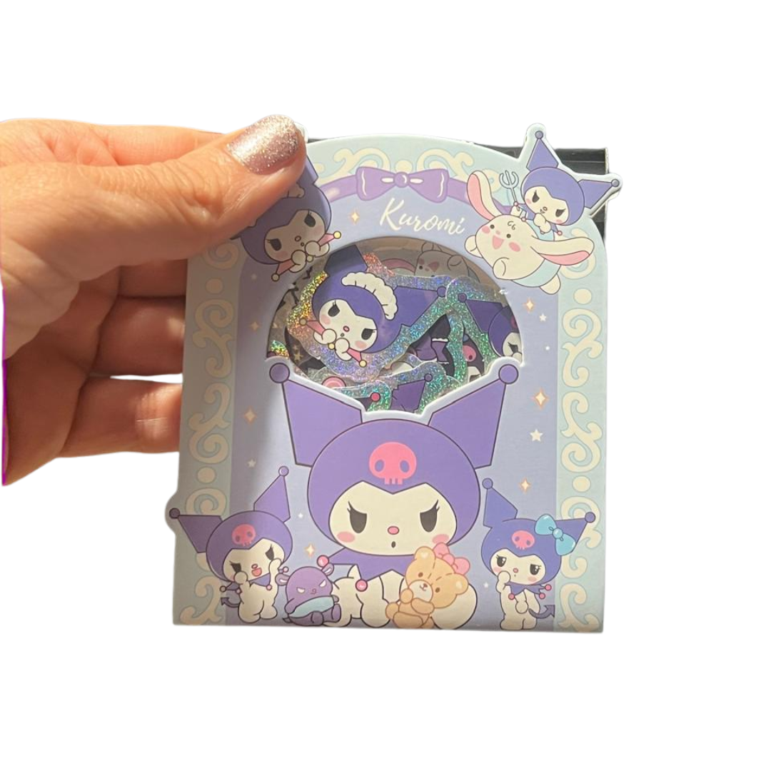 Set 30 Stickers Kuromi Brillate Sanrio Kawai Pegatina -0