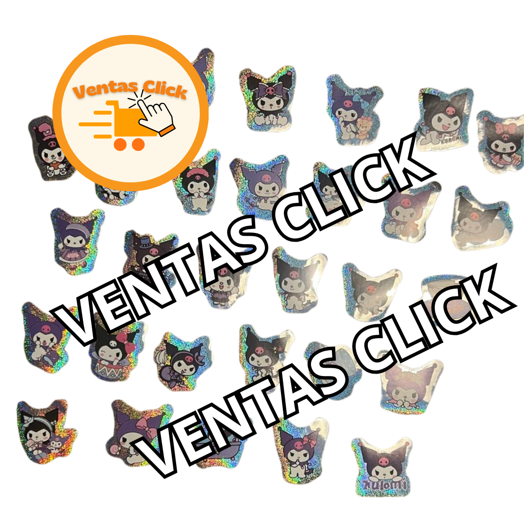 Set 30 Stickers Kuromi Brillate Sanrio Kawai Pegatina -1