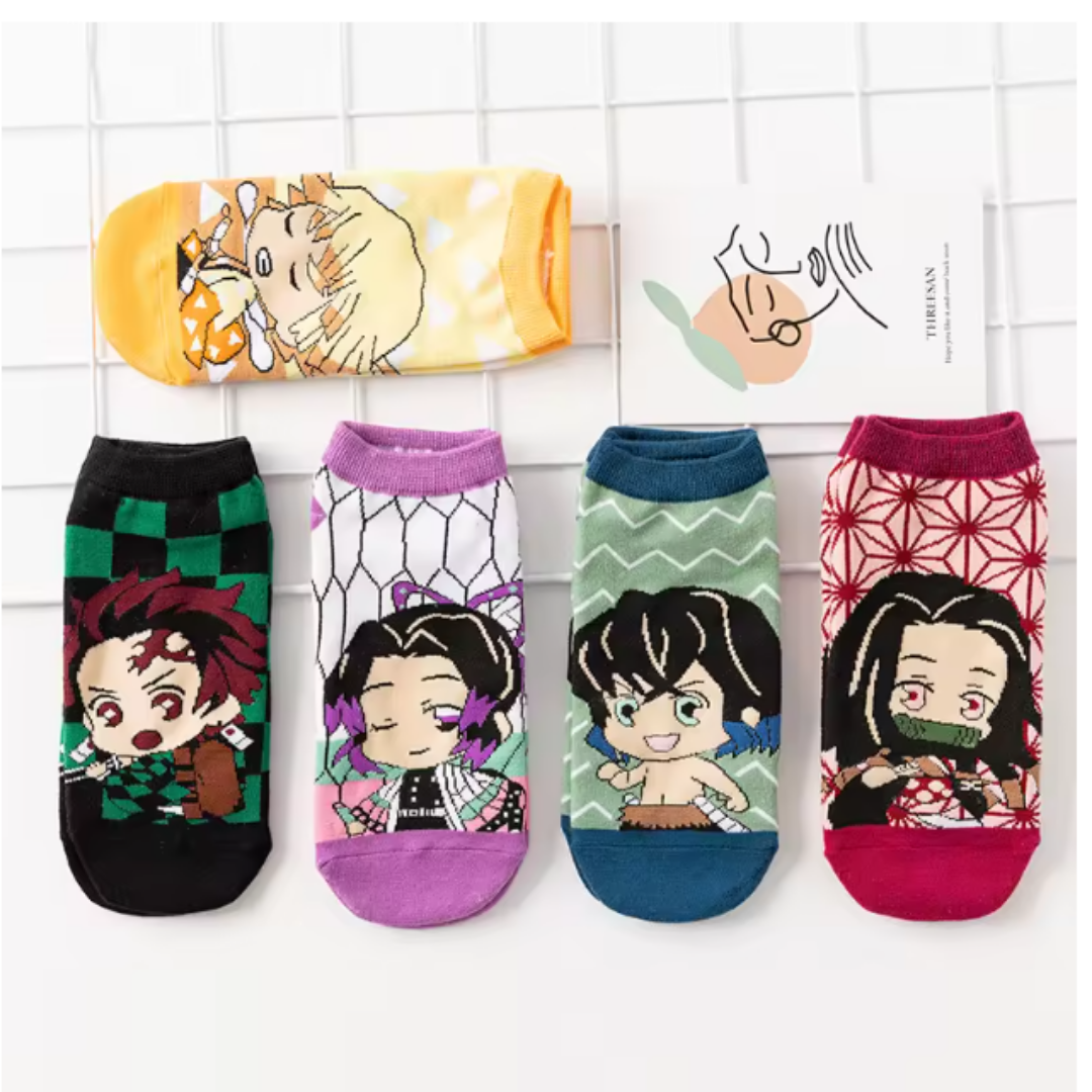 5 Pares Calcetines Cortos De Anime Demon Slayer Kimetsu-2