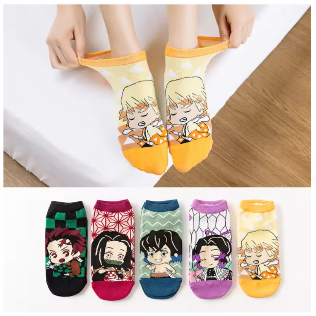 5 Pares Calcetines Cortos De Anime Demon Slayer Kimetsu-3