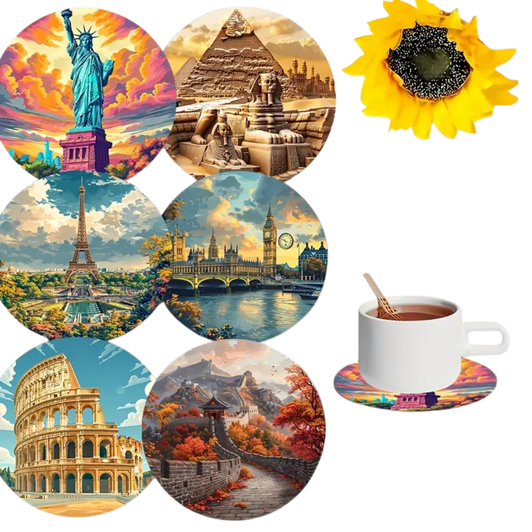 Pack 6 Posavasos Paisaje 10cm Deco Hogar Comedor-2