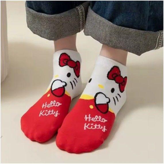 X5 Calcetas Hello Kitty Rojo 36-41 Calcetines Tobillera-2