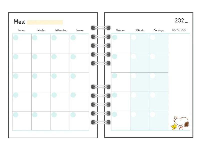 Agenda Snoopy Sin Fecha 200 Pág A5 Cute Kawaii Papeleria-3