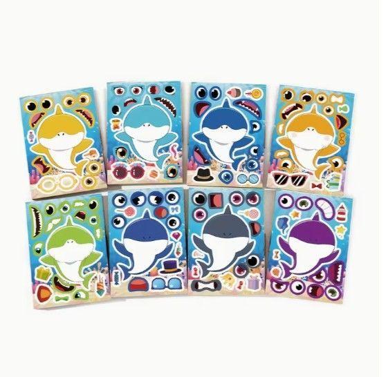 8 Pegatinas Baby Shark Stickers Armable Rompecabezas Tiburon-2