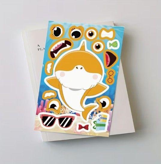 8 Pegatinas Baby Shark Stickers Armable Rompecabezas Tiburon-3