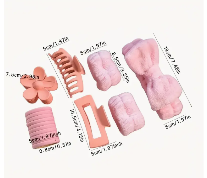 16 Pcs Cintillo Skincare Colets Muñequera Pinches-1